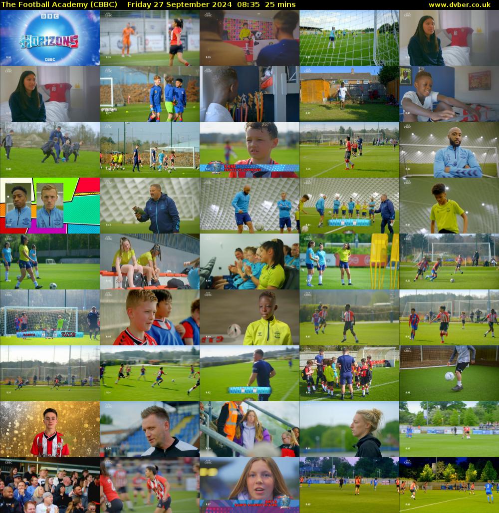 The Football Academy (CBBC) Friday 27 September 2024 08:35 - 09:00