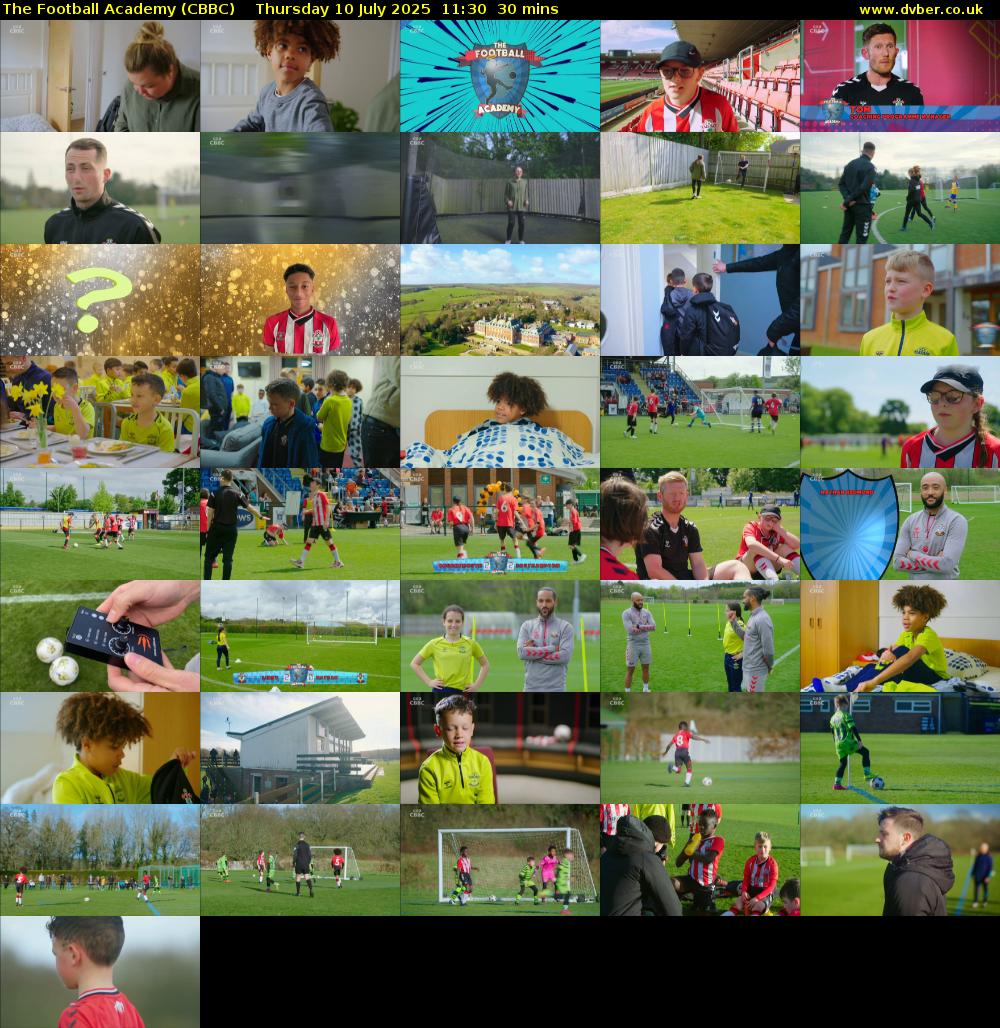 The Football Academy (CBBC) Thursday 10 July 2025 11:30 - 12:00