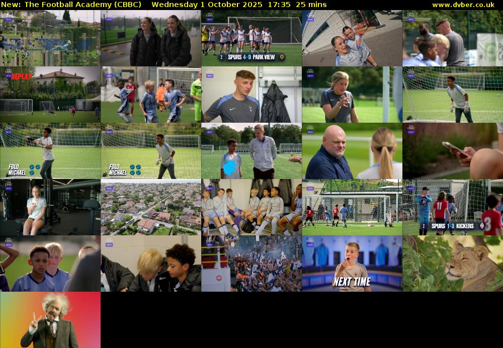 The Football Academy (CBBC) Wednesday 1 October 2025 17:35 - 18:00