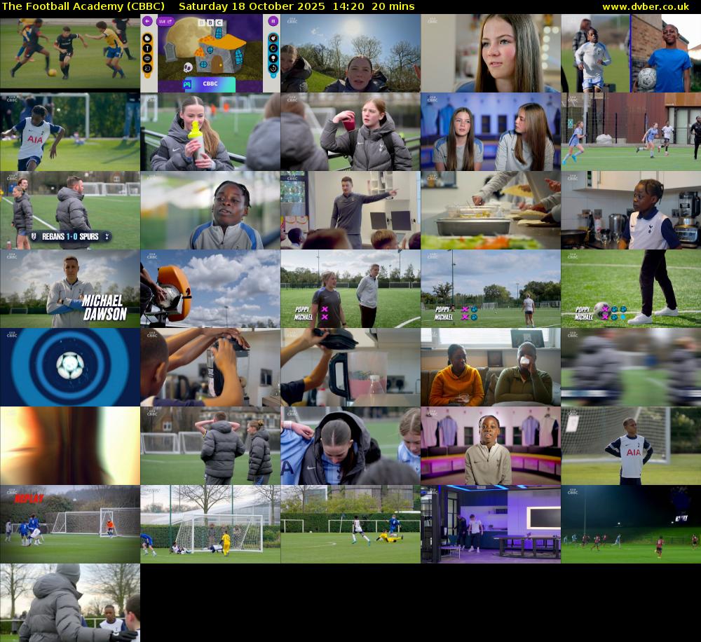 The Football Academy (CBBC) Saturday 18 October 2025 14:20 - 14:40