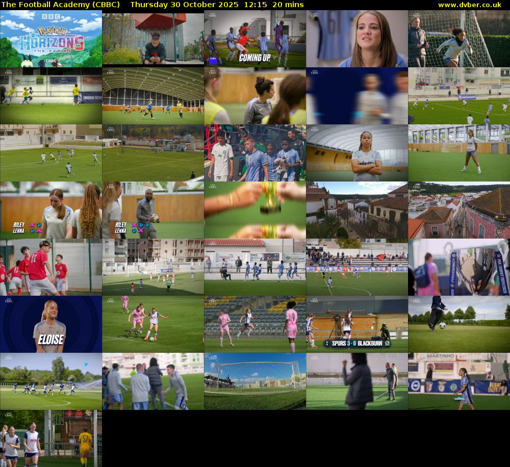 The Football Academy (CBBC) Thursday 30 October 2025 12:15 - 12:35