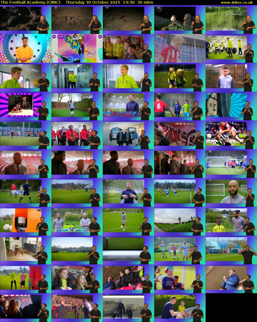 The Football Academy (CBBC) Thursday 30 October 2025 14:30 - 15:00