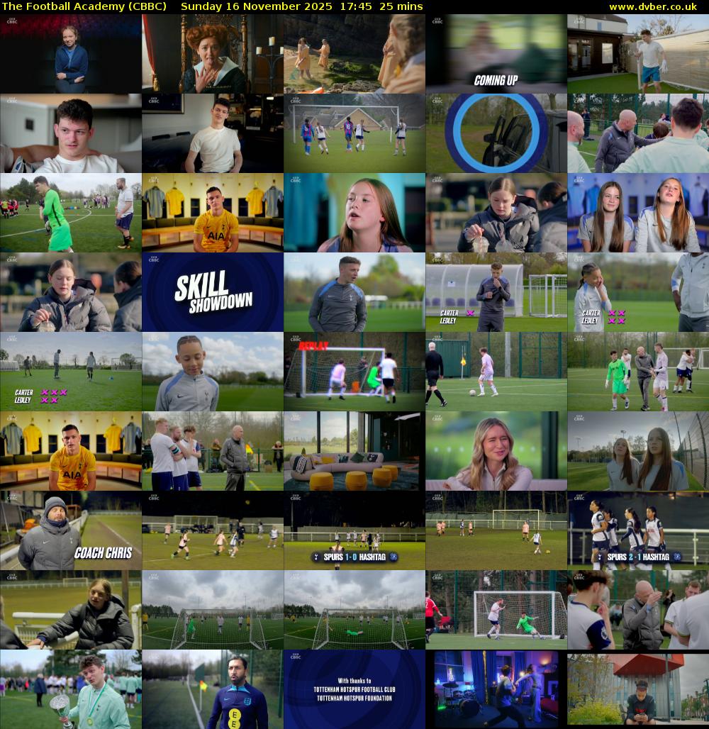 The Football Academy (CBBC) Sunday 16 November 2025 17:45 - 18:10