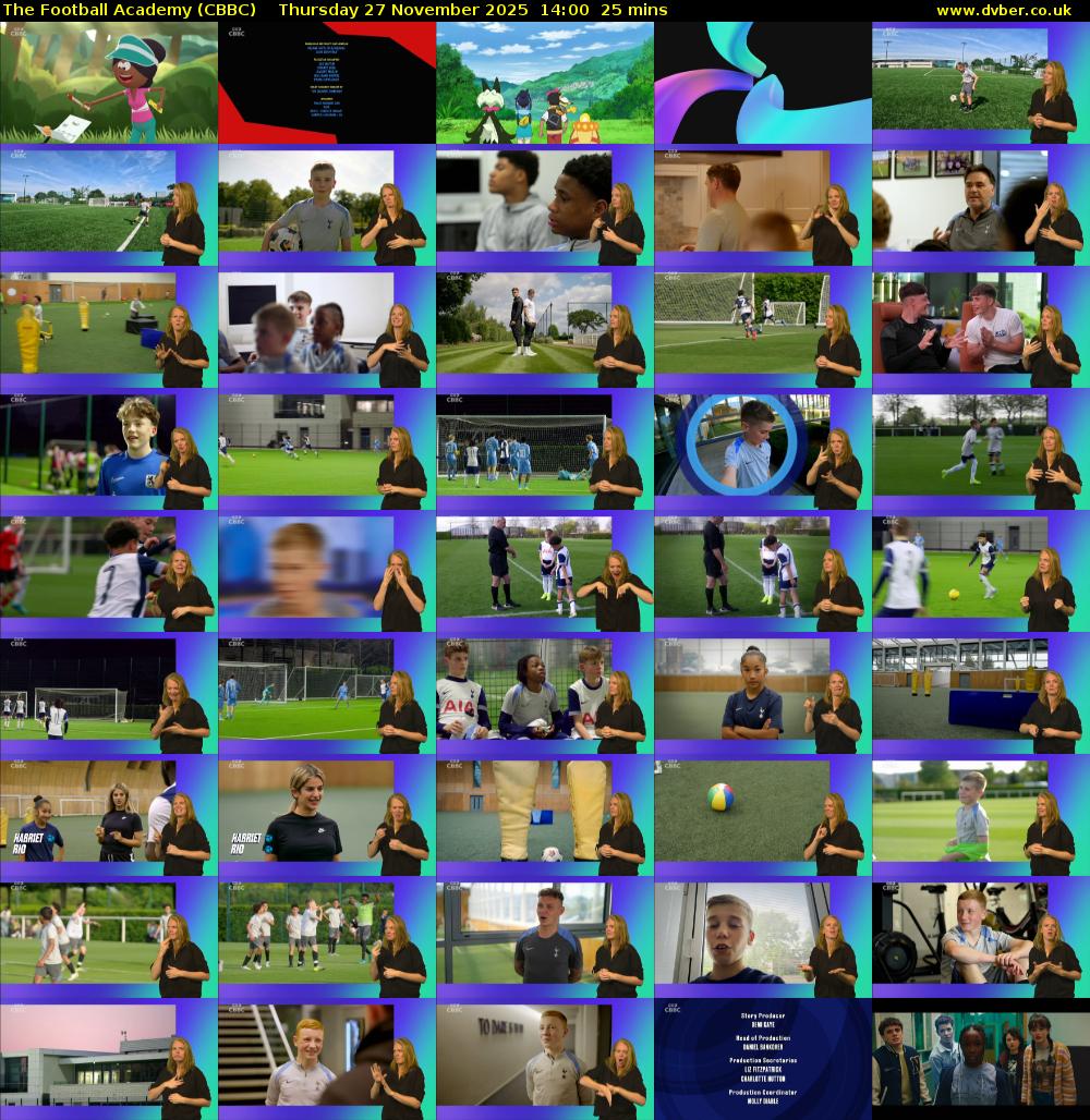 The Football Academy (CBBC) Thursday 27 November 2025 14:00 - 14:25