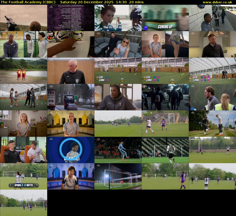 The Football Academy (CBBC) Saturday 20 December 2025 14:30 - 14:50