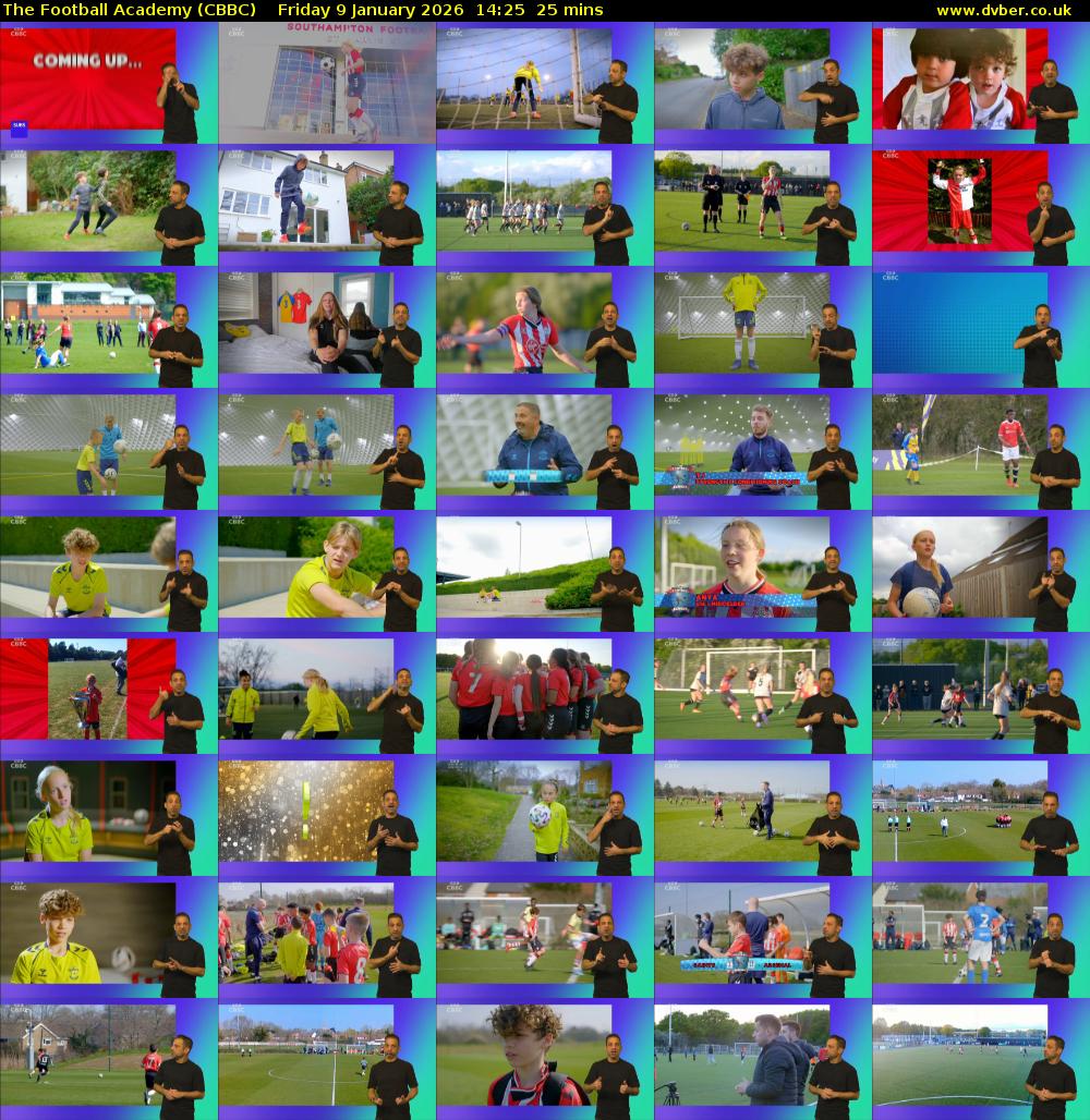 The Football Academy (CBBC) Friday 9 January 2026 14:25 - 14:50