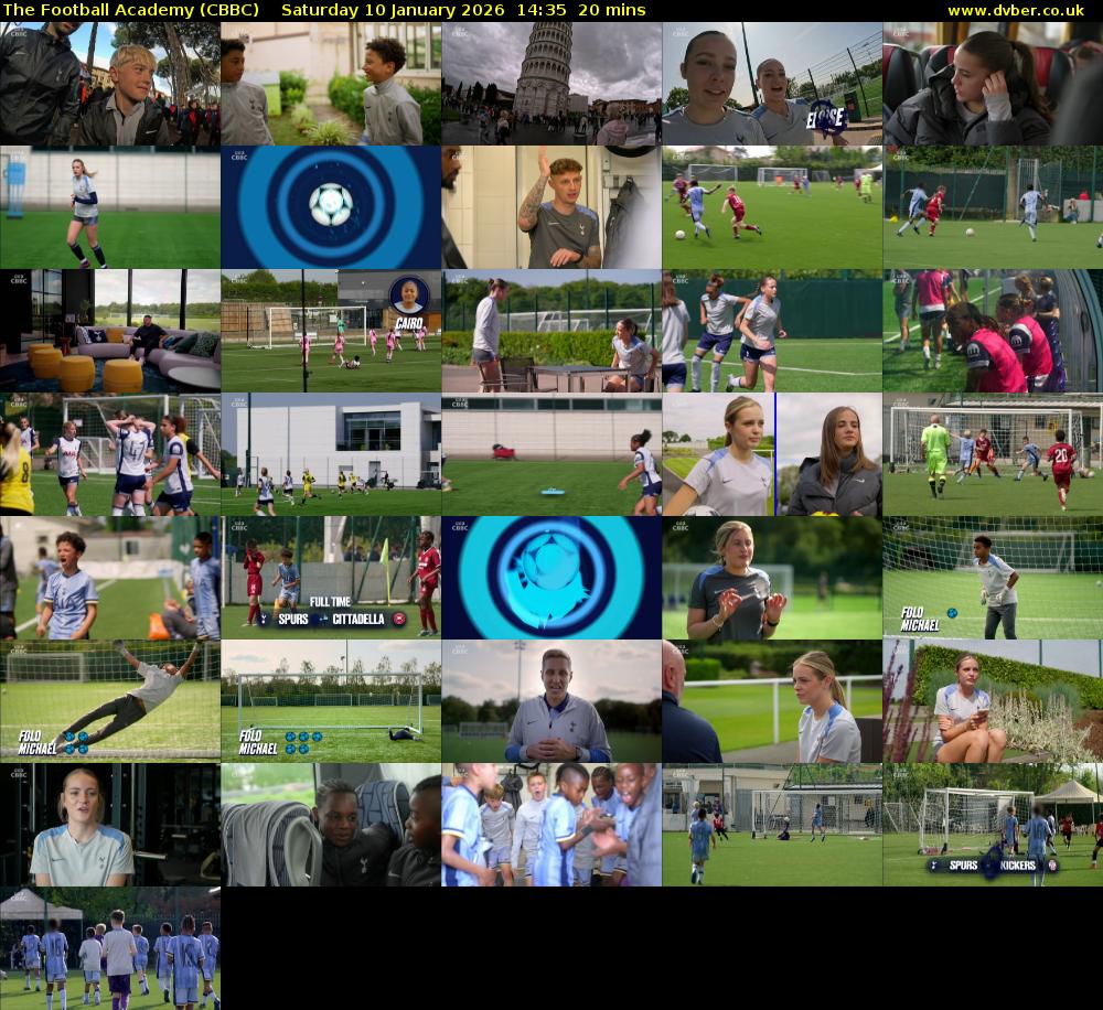 The Football Academy (CBBC) Saturday 10 January 2026 14:35 - 14:55