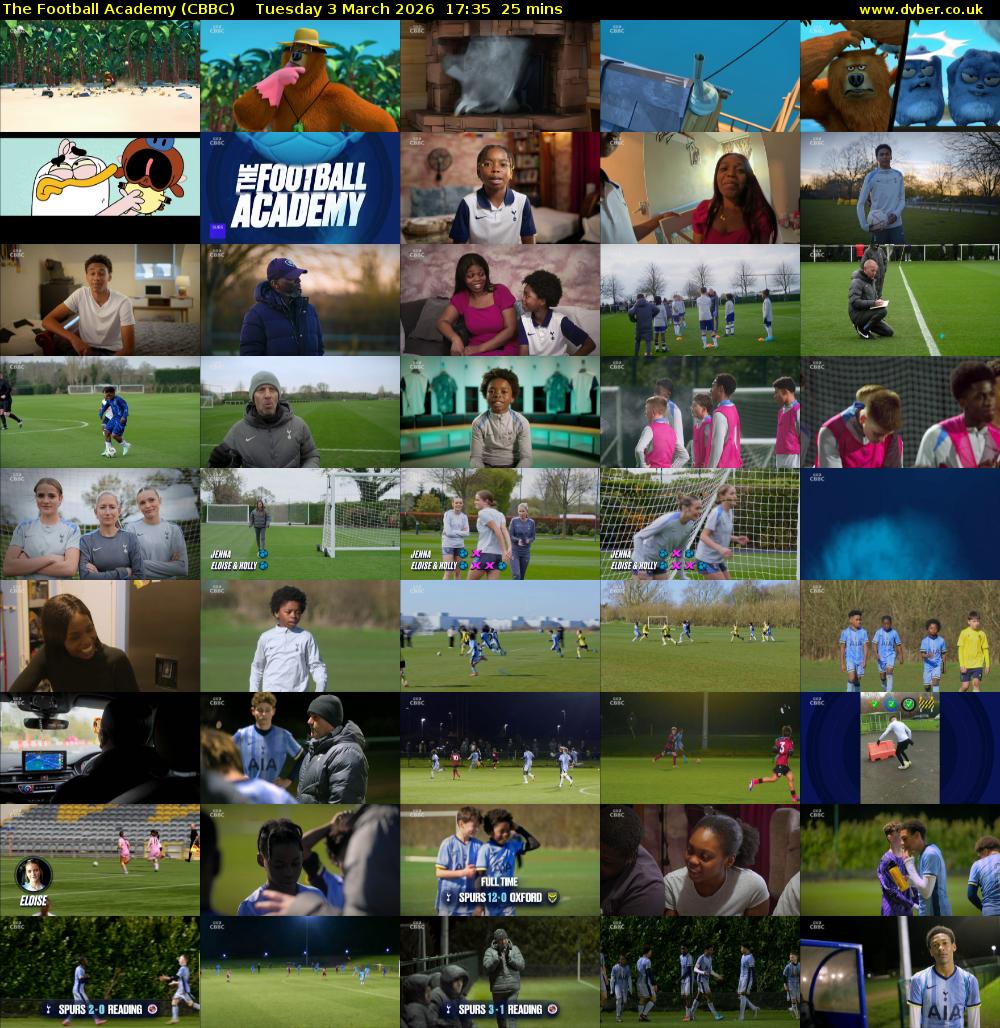 The Football Academy (CBBC) Tuesday 3 March 2026 17:35 - 18:00