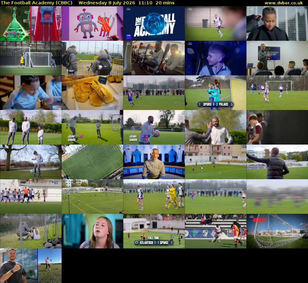 The Football Academy (CBBC) Wednesday 8 July 2026 11:10 - 11:30