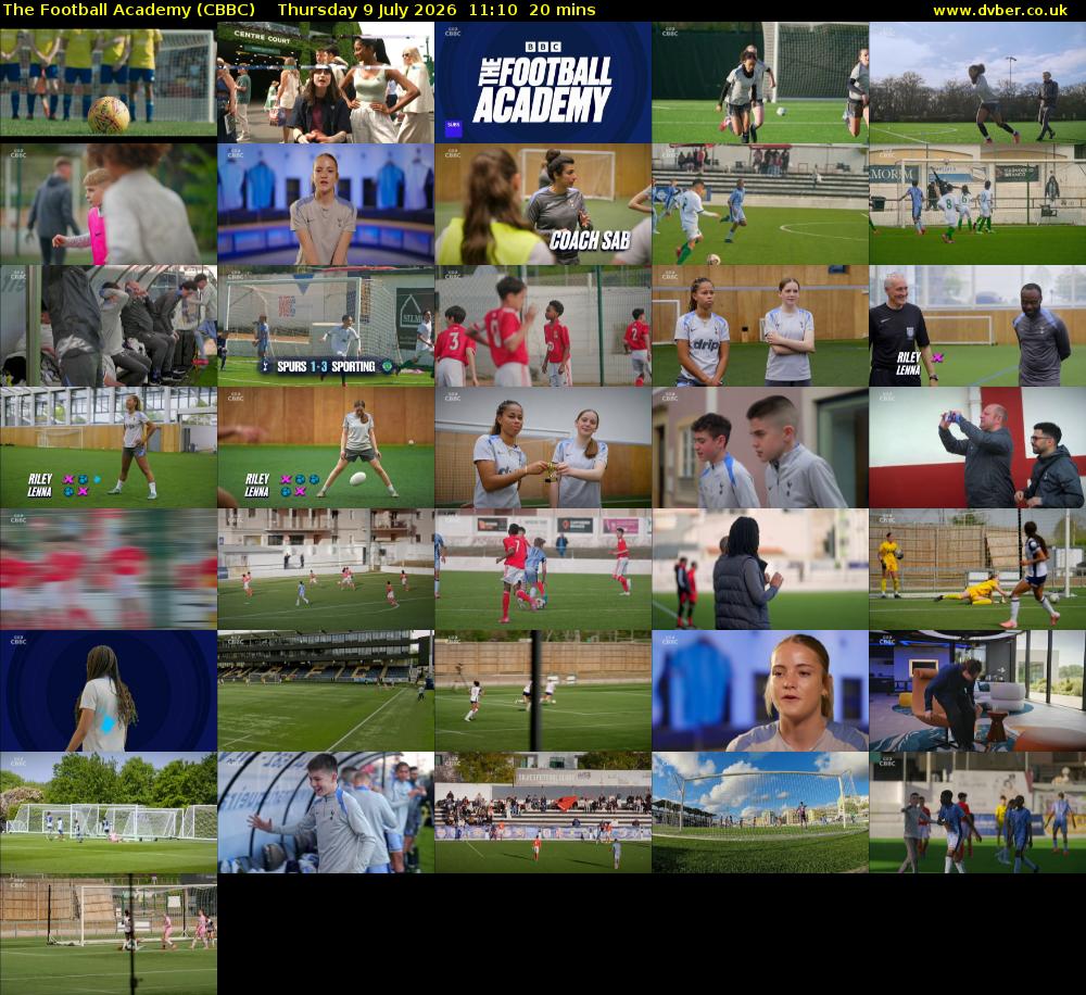 The Football Academy (CBBC) Thursday 9 July 2026 11:10 - 11:30