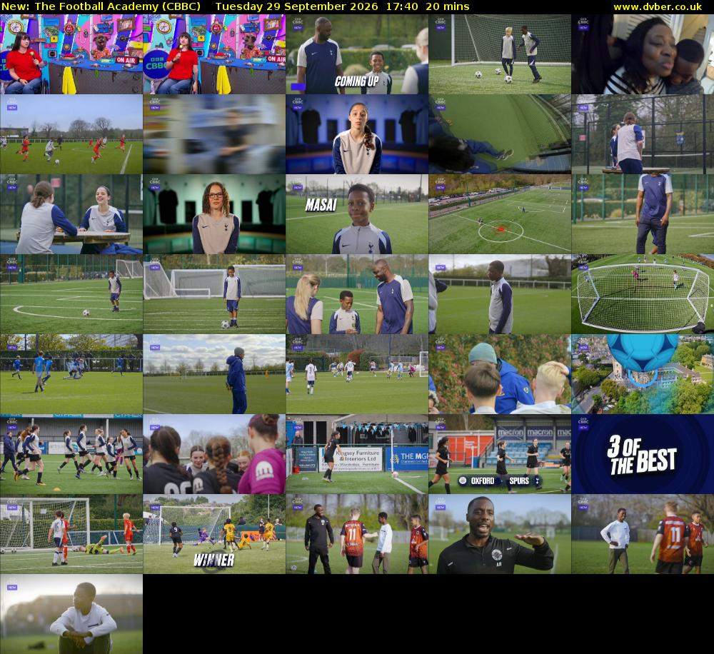 The Football Academy (CBBC) Tuesday 29 September 2026 17:40 - 18:00