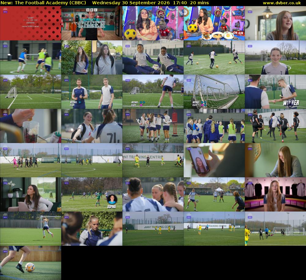The Football Academy (CBBC) Wednesday 30 September 2026 17:40 - 18:00