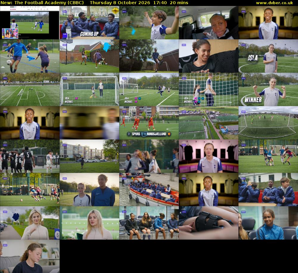 The Football Academy (CBBC) Thursday 8 October 2026 17:40 - 18:00