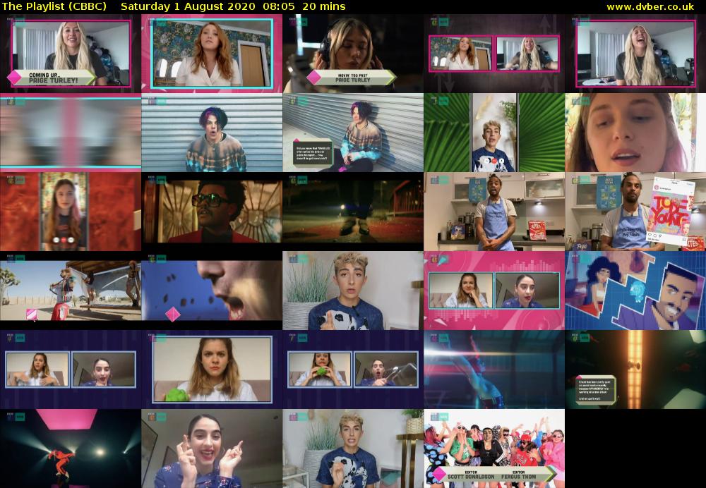The Playlist (CBBC) Saturday 1 August 2020 08:05 - 08:25