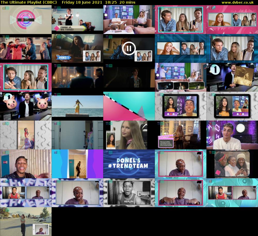 The Ultimate Playlist (CBBC) Friday 18 June 2021 18:25 - 18:45