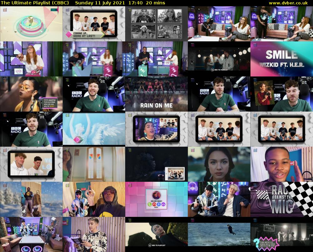 The Ultimate Playlist (CBBC) Sunday 11 July 2021 17:40 - 18:00