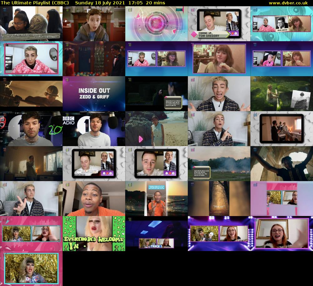 The Ultimate Playlist (CBBC) Sunday 18 July 2021 17:05 - 17:25