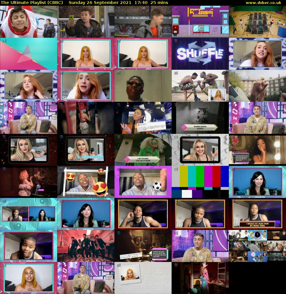The Ultimate Playlist (CBBC) Sunday 26 September 2021 17:40 - 18:05