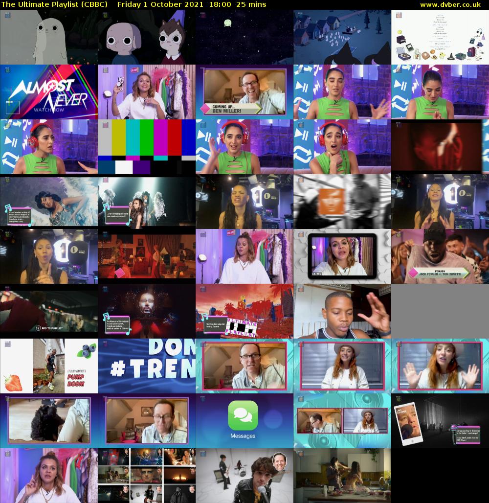 The Ultimate Playlist (CBBC) Friday 1 October 2021 18:00 - 18:25