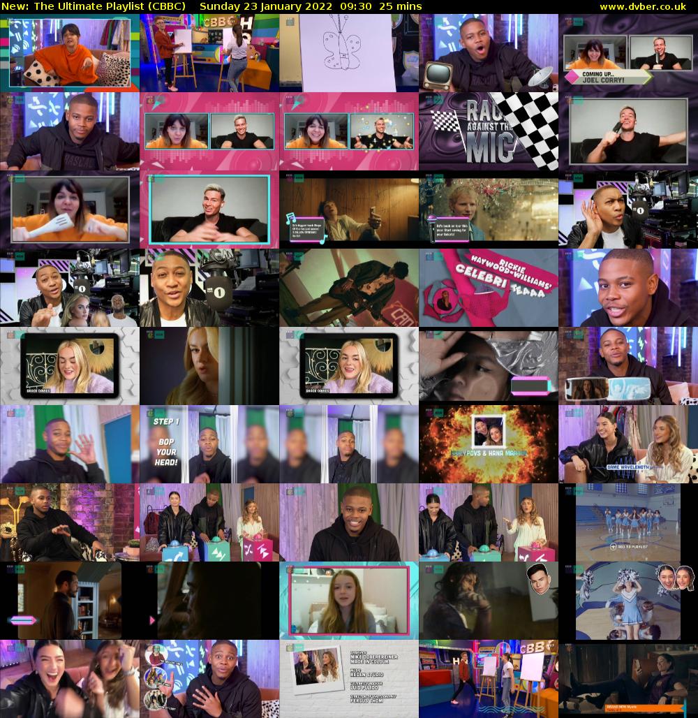 The Ultimate Playlist (CBBC) Sunday 23 January 2022 09:30 - 09:55