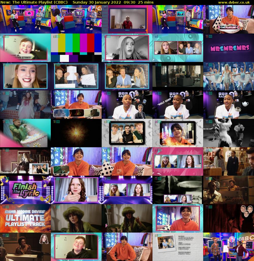 The Ultimate Playlist (CBBC) Sunday 30 January 2022 09:30 - 09:55
