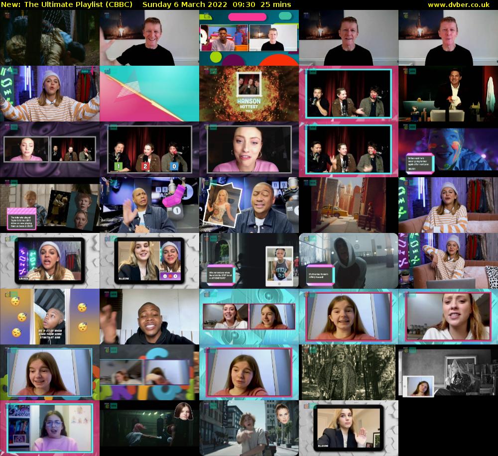 The Ultimate Playlist (CBBC) Sunday 6 March 2022 09:30 - 09:55