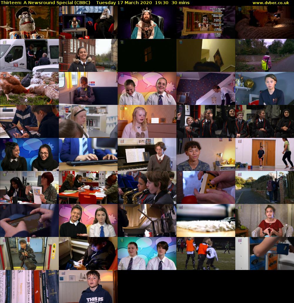 Thirteen: A Newsround Special (CBBC) Tuesday 17 March 2020 19:30 - 20:00