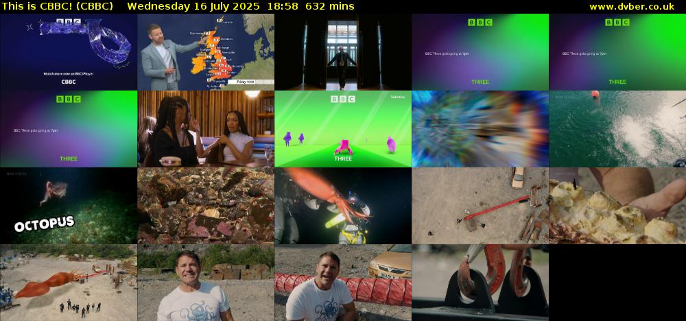 This is CBBC! (CBBC) Wednesday 16 July 2025 18:58 - 05:30