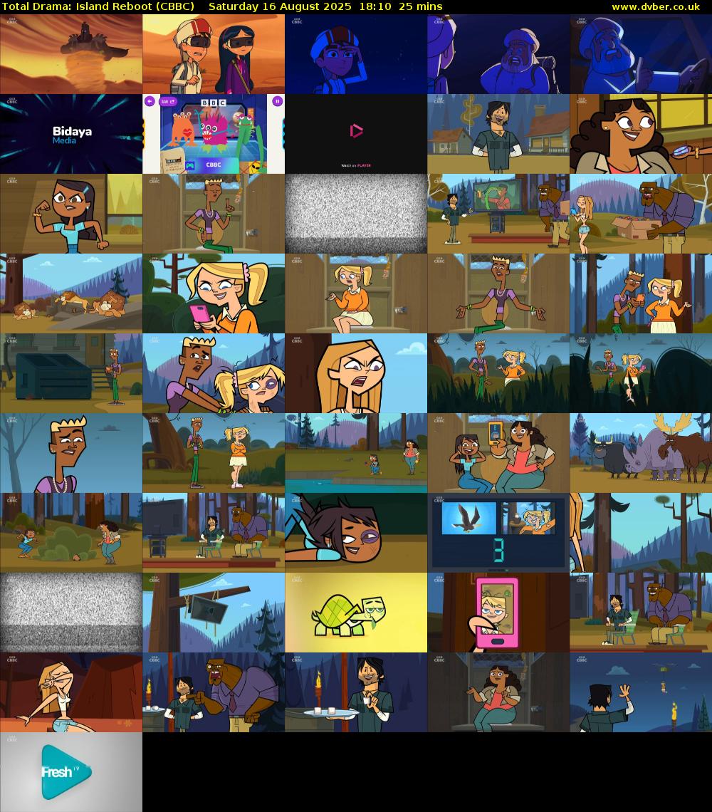 Total Drama: Island Reboot (CBBC) Saturday 16 August 2025 18:10 - 18:35