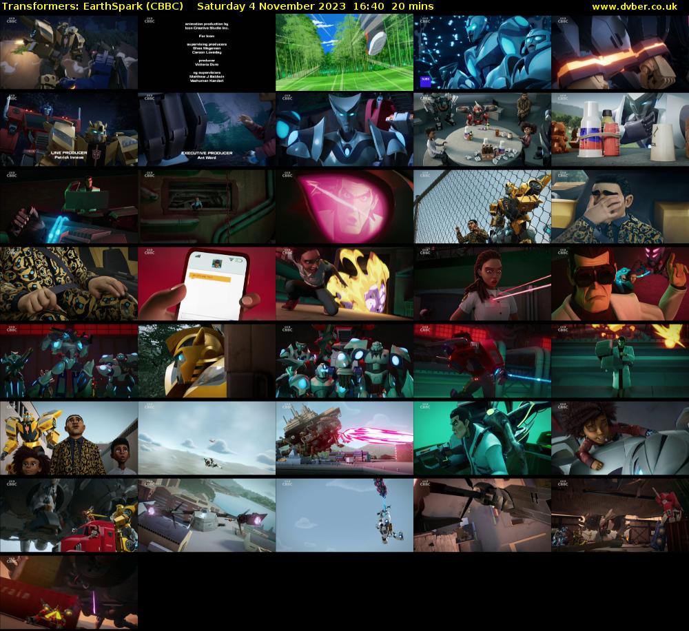 Transformers: EarthSpark (CBBC) Saturday 4 November 2023 16:40 - 17:00