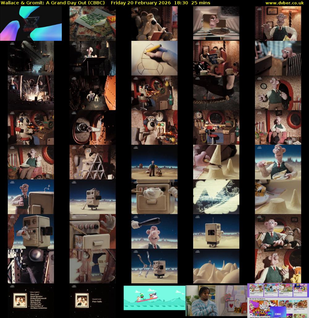 Wallace & Gromit: A Grand Day Out (CBBC) Friday 20 February 2026 18:30 - 18:55