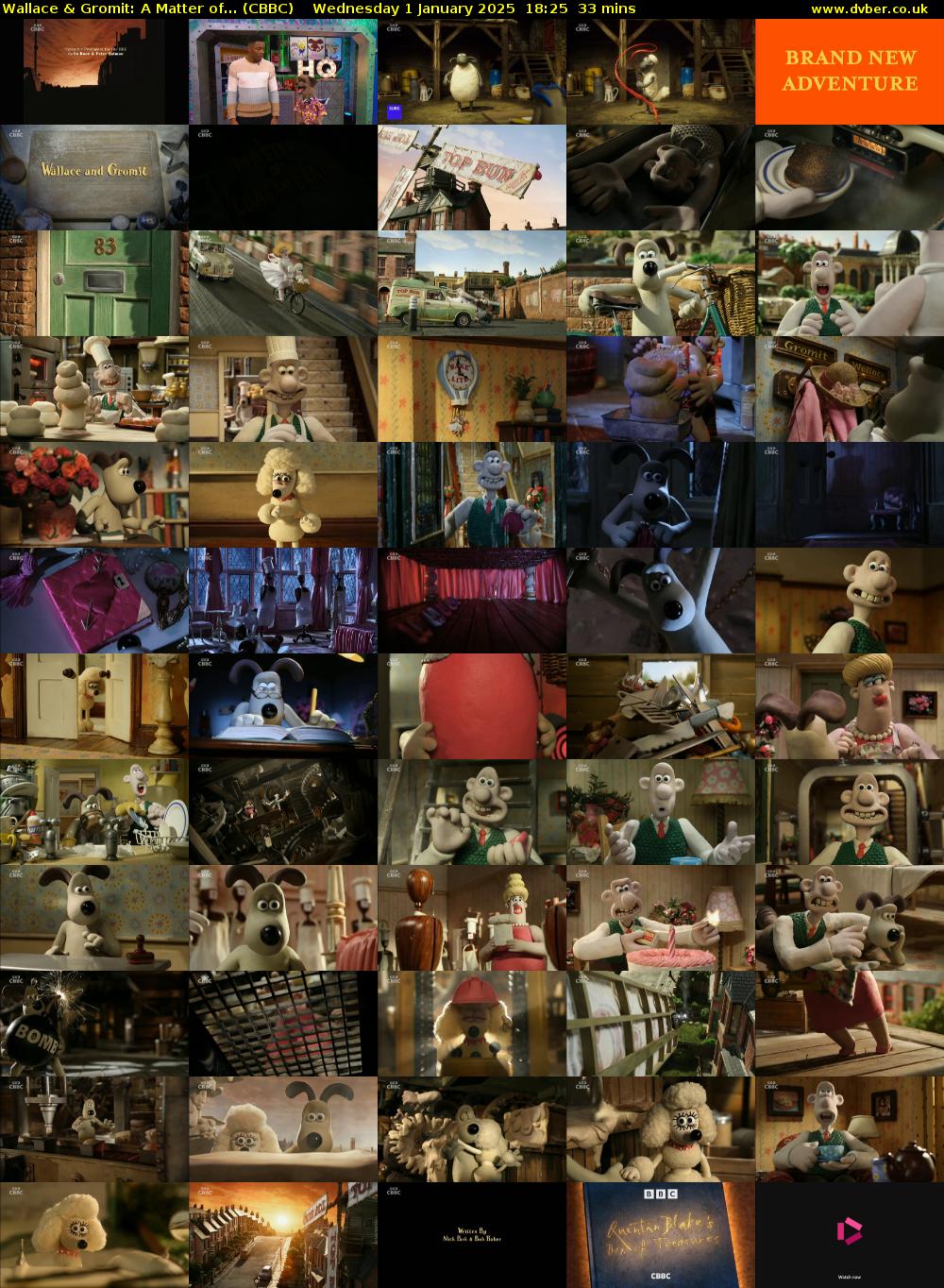 Wallace & Gromit: A Matter of... (CBBC) Wednesday 1 January 2025 18:25 - 18:58