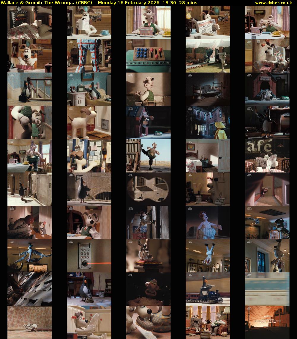 Wallace & Gromit: The Wrong... (CBBC) Monday 16 February 2026 18:30 - 18:58