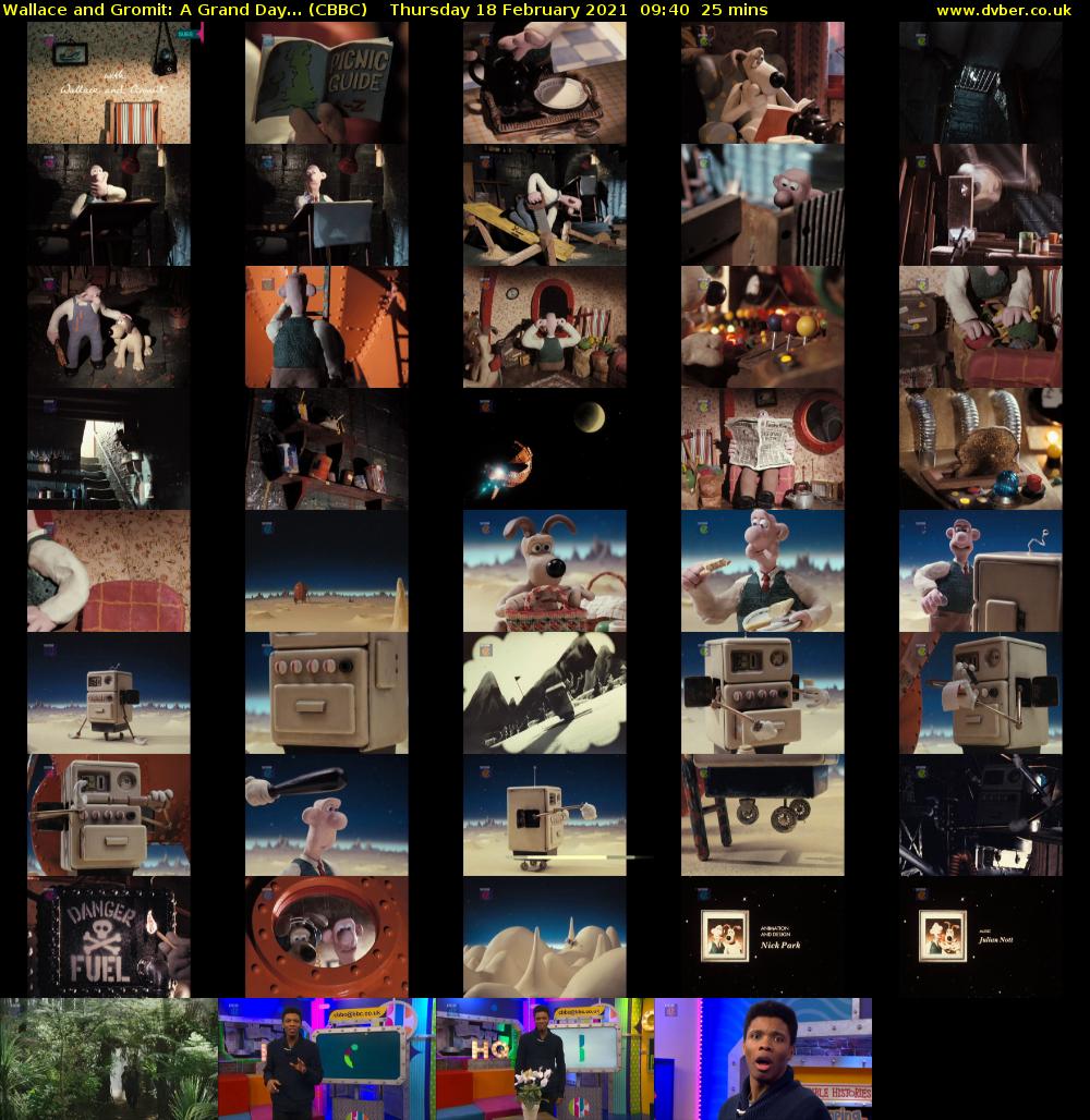Wallace and Gromit: A Grand Day... (CBBC) Thursday 18 February 2021 09:40 - 10:05