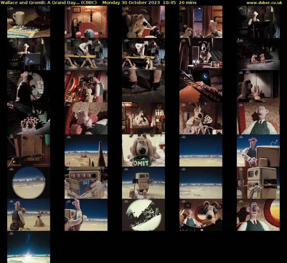 Wallace and Gromit: A Grand Day... (CBBC) Monday 30 October 2023 10:45 - 11:05