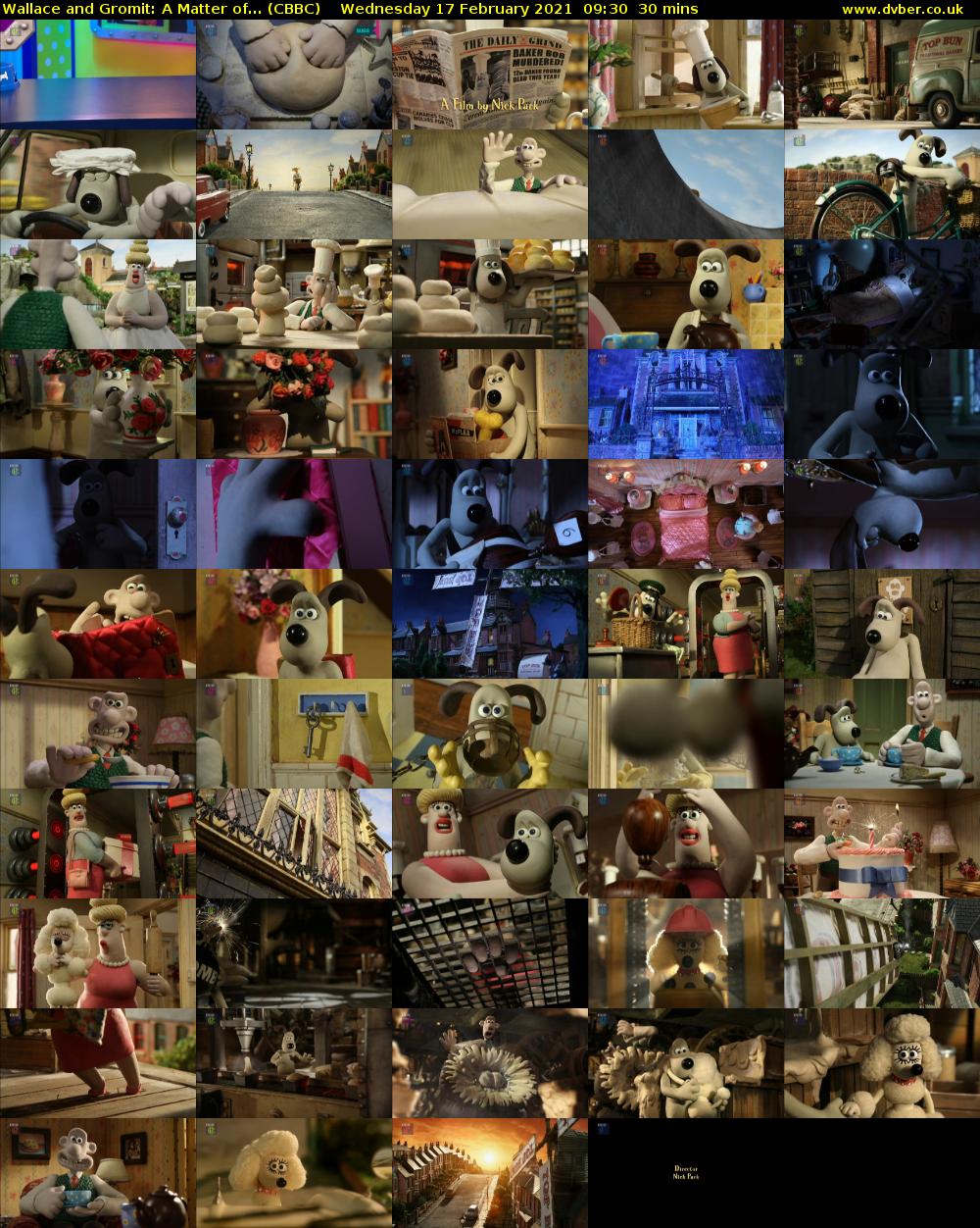 Wallace and Gromit: A Matter of... (CBBC) Wednesday 17 February 2021 09:30 - 10:00