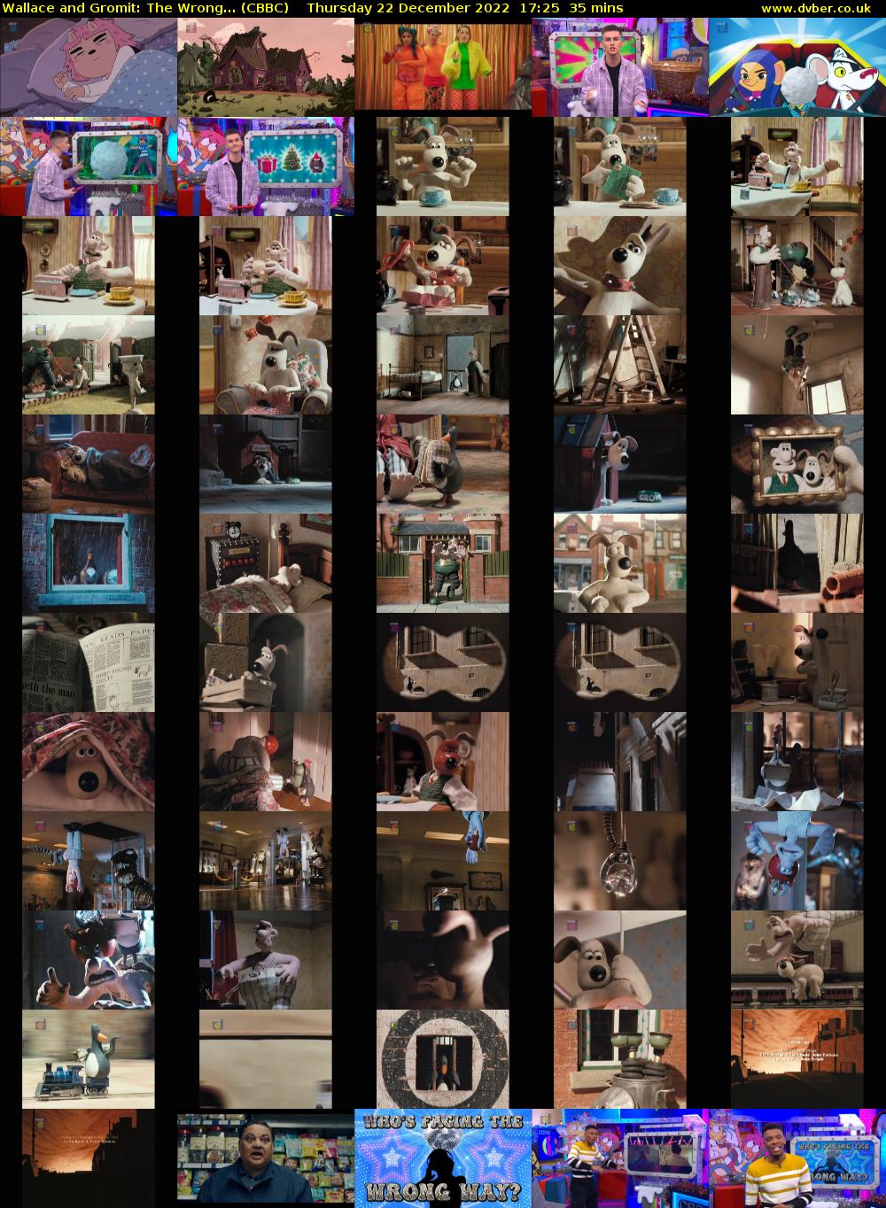 Wallace and Gromit: The Wrong... (CBBC) Thursday 22 December 2022 17:25 - 18:00