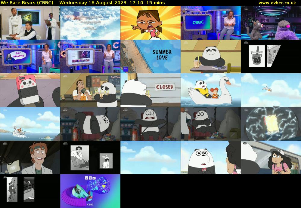 We Bare Bears (CBBC) Wednesday 16 August 2023 17:10 - 17:25