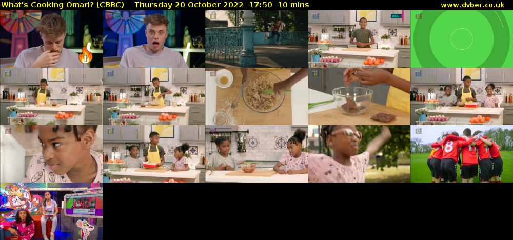 What's Cooking Omari? (CBBC) Thursday 20 October 2022 17:50 - 18:00