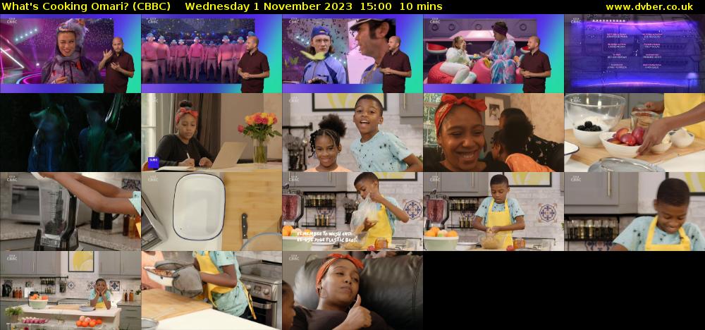 What's Cooking Omari? (CBBC) Wednesday 1 November 2023 15:00 - 15:10