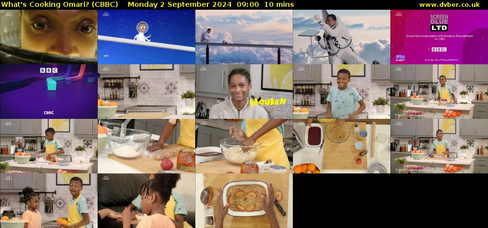 What's Cooking Omari? (CBBC) Monday 2 September 2024 09:00 - 09:10
