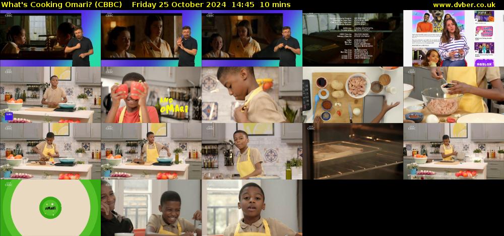 What's Cooking Omari? (CBBC) Friday 25 October 2024 14:45 - 14:55