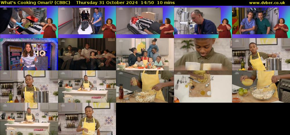 What's Cooking Omari? (CBBC) Thursday 31 October 2024 14:50 - 15:00