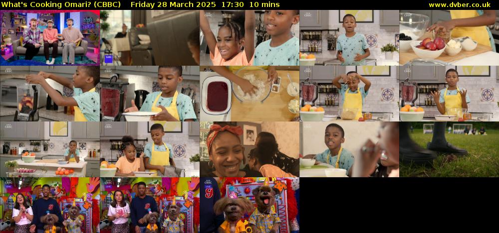 What's Cooking Omari? (CBBC) Friday 28 March 2025 17:30 - 17:40