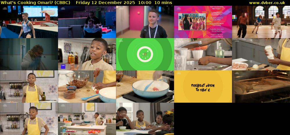 What's Cooking Omari? (CBBC) Friday 12 December 2025 10:00 - 10:10