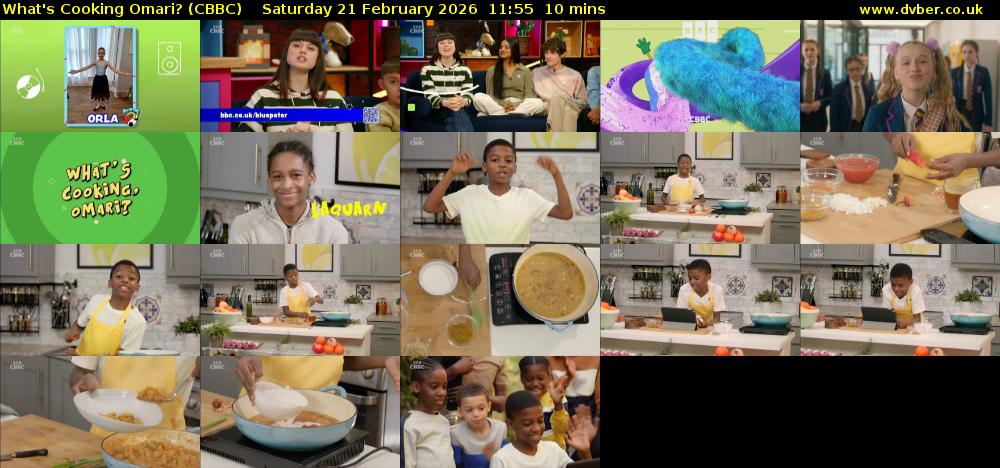 What's Cooking Omari? (CBBC) Saturday 21 February 2026 11:55 - 12:05