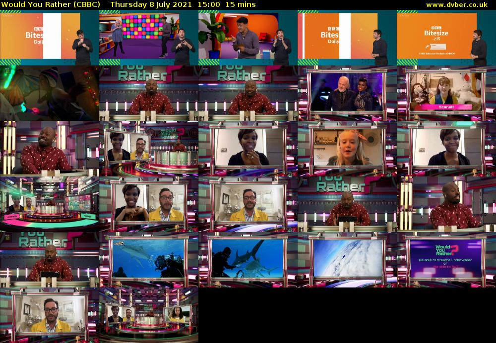 Would You Rather (CBBC) Thursday 8 July 2021 15:00 - 15:15