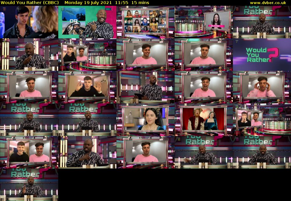 Would You Rather (CBBC) Monday 19 July 2021 11:55 - 12:10