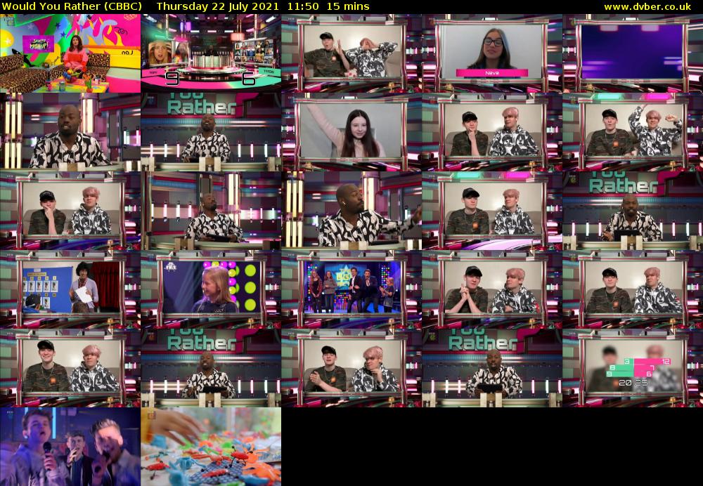 Would You Rather (CBBC) Thursday 22 July 2021 11:50 - 12:05