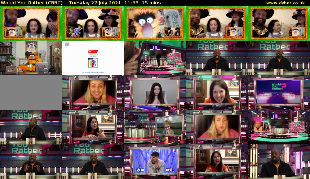 Would You Rather (CBBC) Tuesday 27 July 2021 11:55 - 12:10